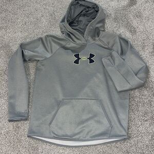 Gray Womens Under Armour Storm1 V-neck Fleece Hoodie Hooded Pullover Sweatshirt